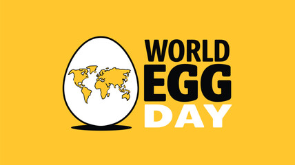 Vector art of world egg day graphic with an egg containing a map of the world and text