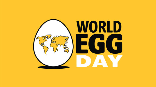 Vector art of world egg day graphic with an egg containing a map of the world and text