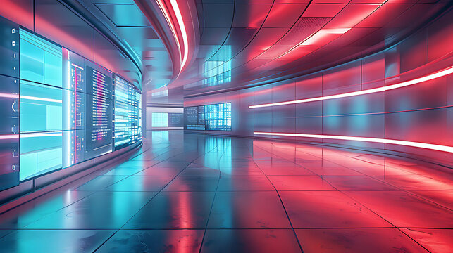 Futuristic Data Center Corridor.