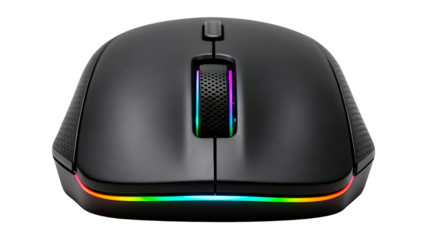 Gaming computer mouse with rgb lighting isolated on transparent background