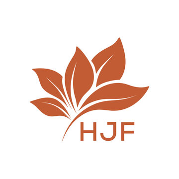 Modern Abstract Botanical Logo with Leaf Motif and Letter mark "HJF" HJF Later Logo, 
