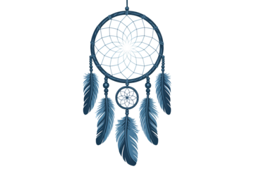 Mystical dreamcatcher with detailed feathers and intricate web design for spiritual and boho decor