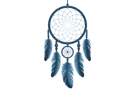 Mystical dreamcatcher with detailed feathers and intricate web design for spiritual and boho decor