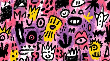 Obraz premium Vibrant Abstract Geometric Pattern with Triangles and Circles in Red Orange and Yellow on Dark Background