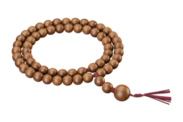 Serene wooden mala beads with tassel offer spiritual calm and mindfulness for meditation and prayer