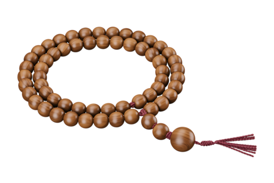 Serene wooden mala beads with tassel offer spiritual calm and mindfulness for meditation and prayer