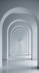 Endless Archway Tunnel Perspective Modern Architecture Abstract Background Minimalist Design Concept