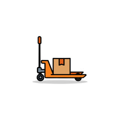 Pallet pump truck icon logo flat vector design