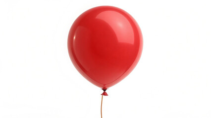 A vibrant red balloon, tied with a string, symbolizing celebration, on a blank white canvas.