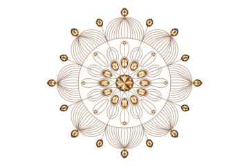 Elegant golden mandala with sparkling crystals, perfect for luxury branding and sophisticated design projects.