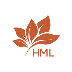 HML Modern Abstract Botanical Logo with Leaf Motif and HML Letter mark 