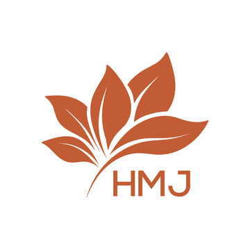 HMJ Modern Abstract Botanical Logo with Leaf Motif and HMJ Letter mark "HMJ" 
