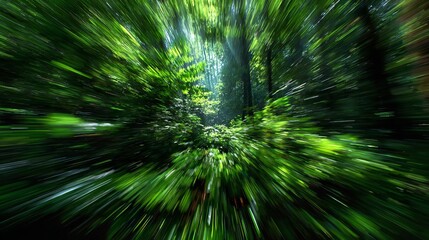 Obraz premium Experiencing the vibrant burst of life in a forest zooming through nature with ethereal bright