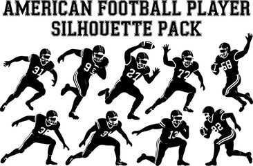 "American Football Player Silhouette Vector Pack"