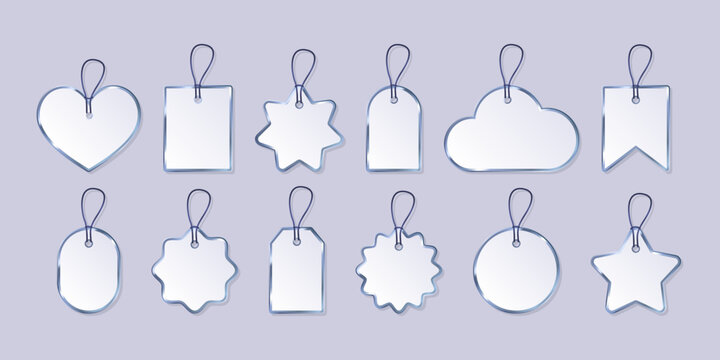 Collection of white elegant tags. Sale labels
