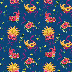 Masquerade ball party vector illustration seamless pattern