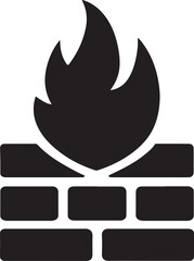 Silhouette vector of firewall icon isolated on white background, security protection network design