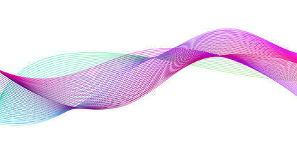Flowing gradient wave lines with smooth blend effects. Abstract wavy line blend element for design. Digital frequency track equalizer. Colorful shiny wave with lines created using blend tool.