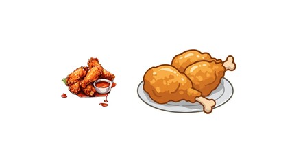 Delicious chicken wings with spicy dipping sauce and fried chicken legs, ready to enjoy for dinner tonight