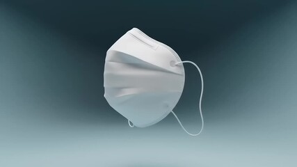 Floating white face mask in a soft, misty background, symbolizing health and safety during a pandemic - Powered by Adobe