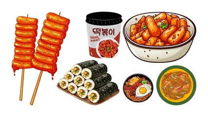 Delicious Korean street food assortment tempts with vibrant flavors and tasty textures, ready to eat