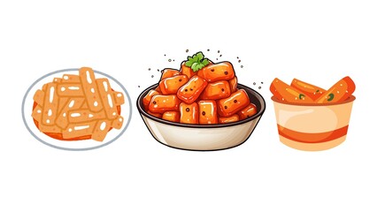 Enjoy delicious korean tteokbokki rice cakes in spicy sauce, perfect for takeout menus and food blogging