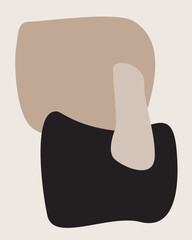 Abstract Minimalist Poster Print. Contemporary Graphic Wall canvas Art Design. Simple Symbol Artwork Design in Modern Style. Beige and Dark Brown Natural Tones Colors.