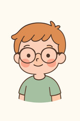 Boy wearing glasses  flat vector portrait illustration