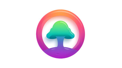 Abstract rainbow tree inside an oval shape on black background