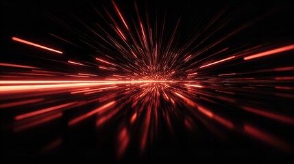 Experience the thrill of cosmic speed with radiant red light streaks against a stark black backdrop