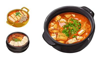 Enjoy delicious Korean tofu soup, bubbling hot and ready to eat, a flavorful taste of authentic home cooking