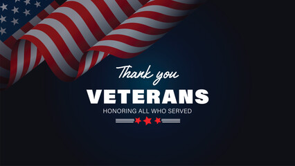 Patriotic American Flag Design with Thank You Veterans, Honoring Service and Sacrifice.