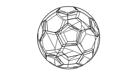 Detailed line art of a soccer ball, showcasing intricate geometric patterns and sport theme