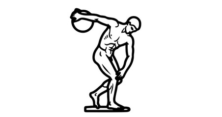Fototapeta premium Classic discus thrower illustration, depicting a muscular athlete in action