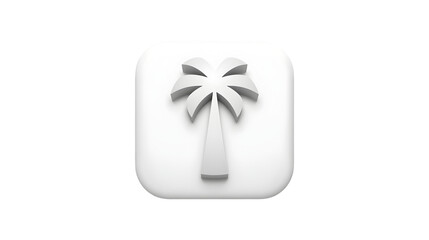 Minimalist white palm tree icon on black background