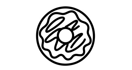 Simple donut outline, minimalist design for coloring or graphic use