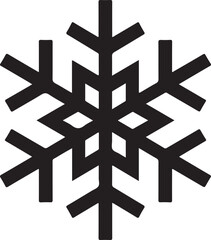 Minimalist black snowflake vector illustration for winter holiday designs and seasonal decorations
