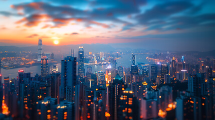 Fototapeta premium Hong Kong Skyline at Dusk.