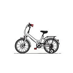 Fototapeta premium Minimalist tricycle in driveway with red accents, modern design
