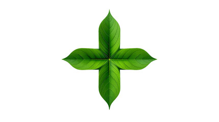 Green leaf cross symbol on a black background