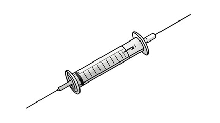Stylized illustration of a vintage syringe on a black background