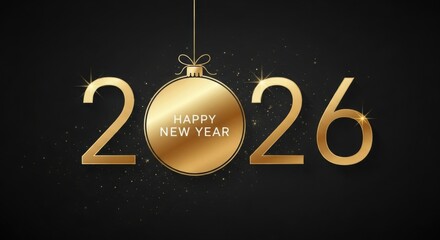 Elegant 2026 new year celebration with golden ornament and shimmering details on a dark background, perfect for festive greetings