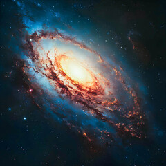 Obraz premium Vibrant galaxy swirling with stars and cosmic dust in the depths of space, showcasing the brilliance of the universe