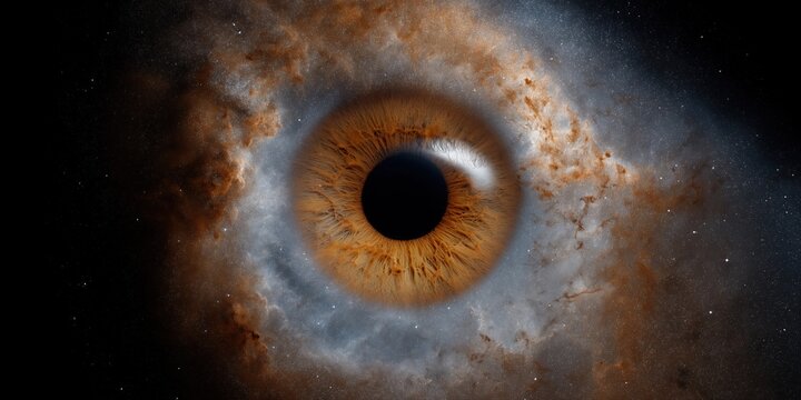 Cosmic eye: nebula and galaxy blending into a human eye