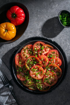 Vegan Heirloom Tomato Caraccio Style Salad