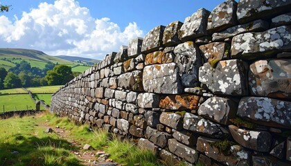 Ancient stone wall in a pastoral landscape
