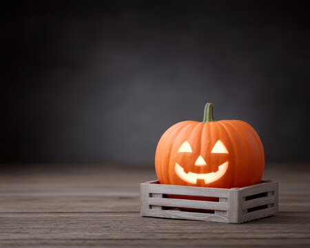 Eerie halloween night horror and child-safe spookinessEerie Halloween pumpkin glowing at night with spookiness and child safe horror mood