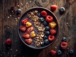 Healthy smoothie bowl with fruits