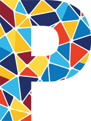 Obraz premium Letter p colorful mosaic design vector illustration