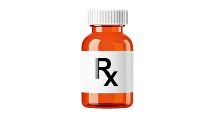 Fototapeta premium Amber Prescription Bottle Pharmacy, Medicine, Healthcare, Rx Symbol, Drug Container